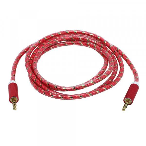 12 Pieces of Auxiliary Music Cable 3.5mm To 3.5mm Glossy Braided Wire Cable In Red