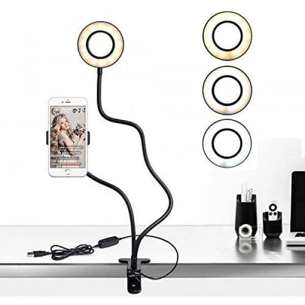 12 Pieces of 2 In 1 - 360 Degree Mobile Phone Holder Stand Long Arm Flexible Desktop Clip Bracket Photography 3 Modes Dimmable Led Selfie Light For Tik Tok Youtube Video Photo Live Stream Makeup