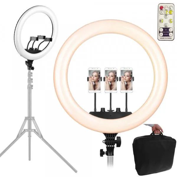 6 Pieces of 18 Inch Selfie Ring Light With 3 Cell Phone Holder