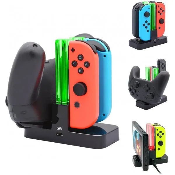 12 Pieces of Charging Dock Stand Station With Charging Indicator And UsB-C Cable Compatible With Nintendo Switch JoY-Cons And Pro Controller