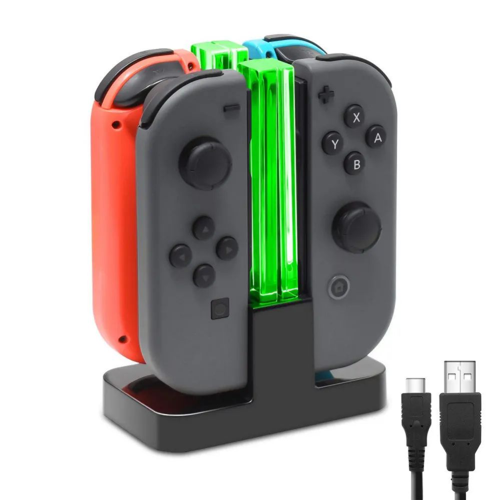 12 Pieces of JoY-Con Charging Dock With Lamppost Led Indication, Charger Stand Station Compatible With Nintendo Switch JoY-Cons With Charging Cable