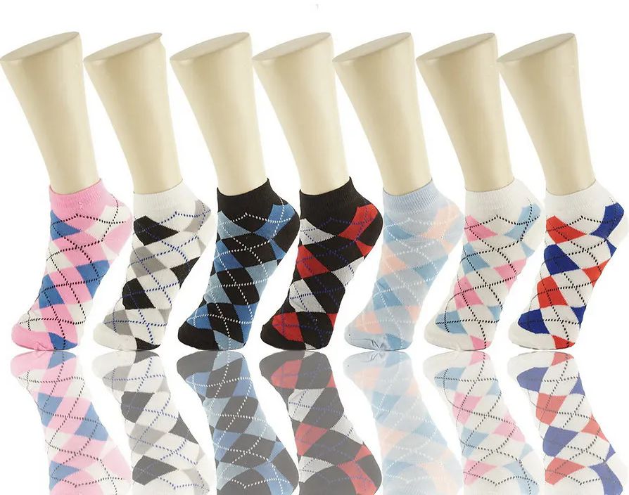 72 Pairs of Women's Ankle Sock Argyle Print 9-11