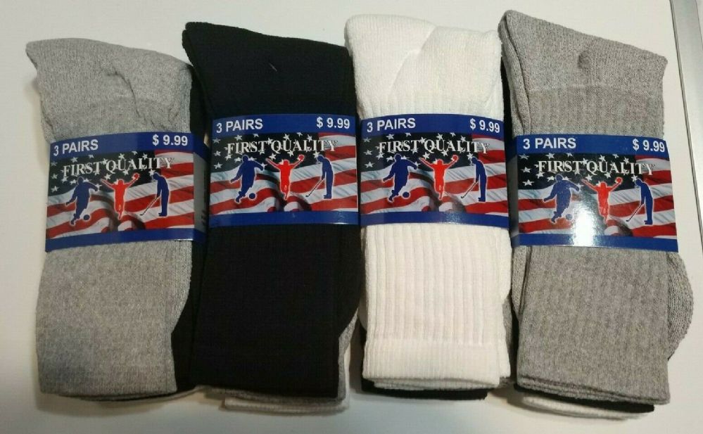 108 Wholesale Made In Pakistan Assorted Color Crew Socks Size 9/11 at