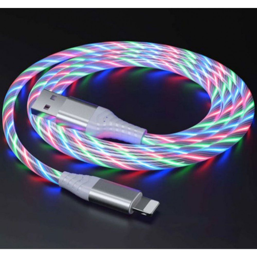 woede Validatie Collega 12 Wholesale 2.4a Rgb Led Light Durable Usb Cable For Iphone Ios Lightning  3 Foot Silver - at - wholesalesockdeals.com
