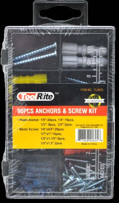 72 Pieces of 90pc Anchors & Screw Kit