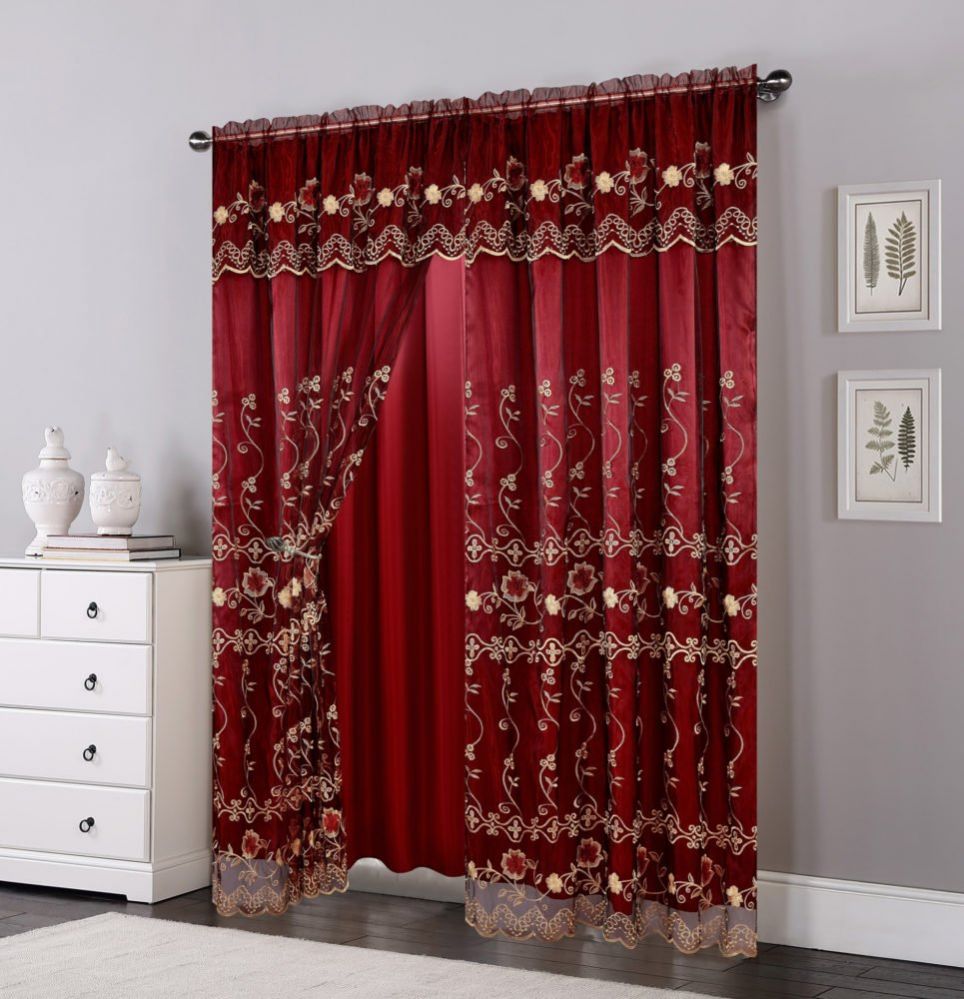 12 Pieces of Curtain Panel Color Burgundy