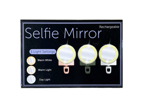 24 Pieces of Phone Ring Light With Mirror In 3 Assorted Colors