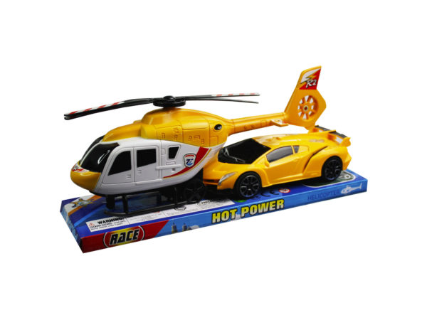 12 Wholesale Friction Toy Helicopter With Race Car