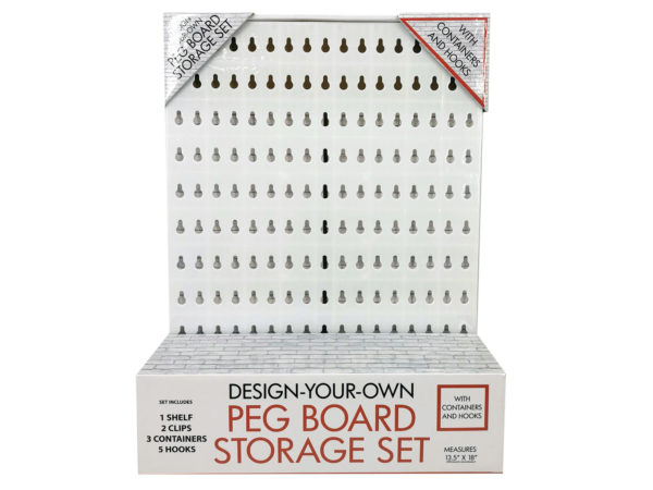6 Pieces of DesigN-YouR-Own Peg Board Storage Set With Containers And Hooks