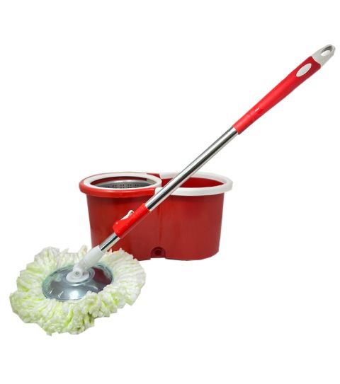 4 Pieces of Spin Mop Bucket Stainless Steel Red