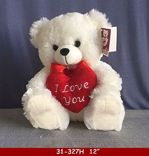 36 Bulk White Sitting Bear With Love Heart