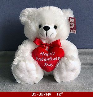36 Bulk White Sitting Bear With Valentine's Day Heart