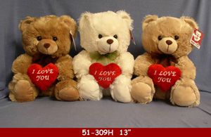 36 Bulk Three Color Bear With Love You Heart