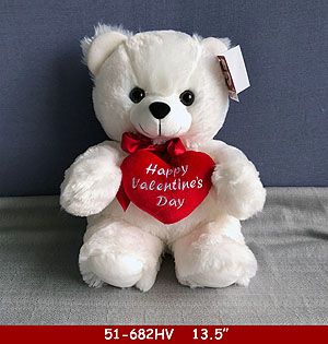 25 Bulk Soft White Plush With Valentines Day Heart