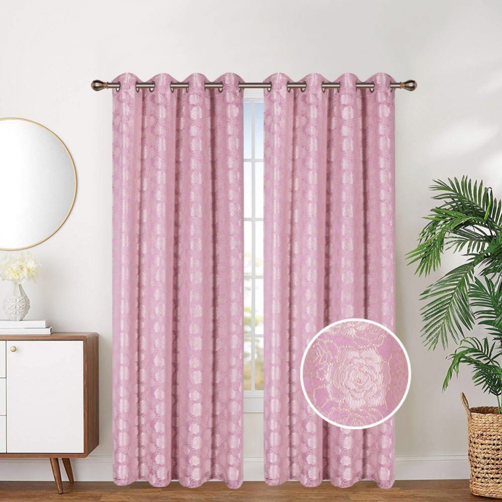 12 Pieces Curtain Panel Grommet Color Blush Window Curtains at
