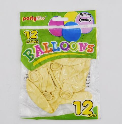 144 Wholesale 12" Helium Balloons - Lite Yellow