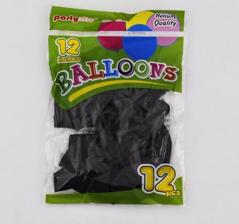 144 Wholesale 12" Helium Balloons - Black