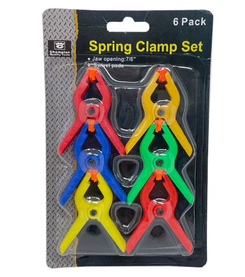 72 pieces of 6 Piece Mini Plastic Spring Clamp Assorted Color