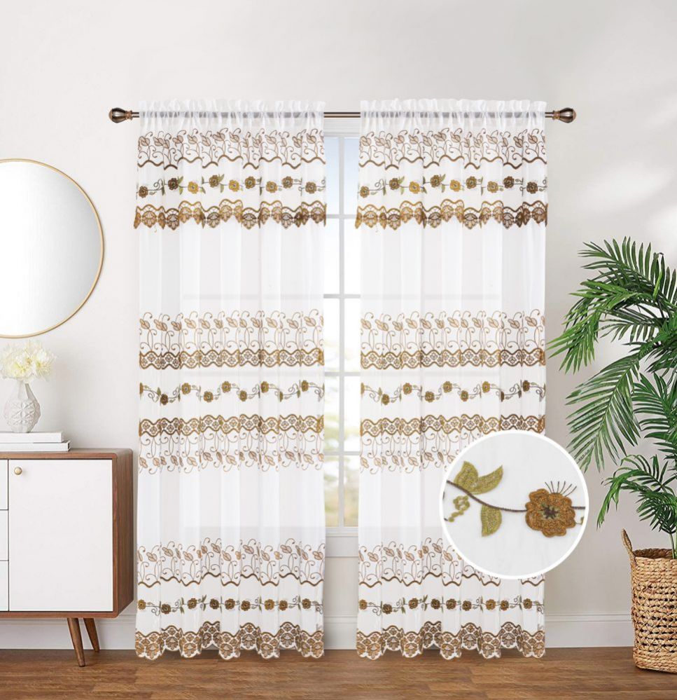 12 Wholesale Curtain Panel Rod Pocket Color Brown at