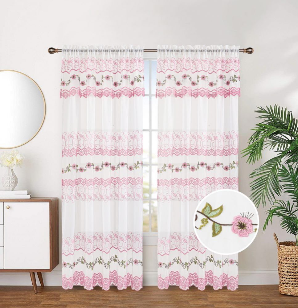 12 Pieces Curtain Panel Rod Pocket Color Blush Window Curtains at