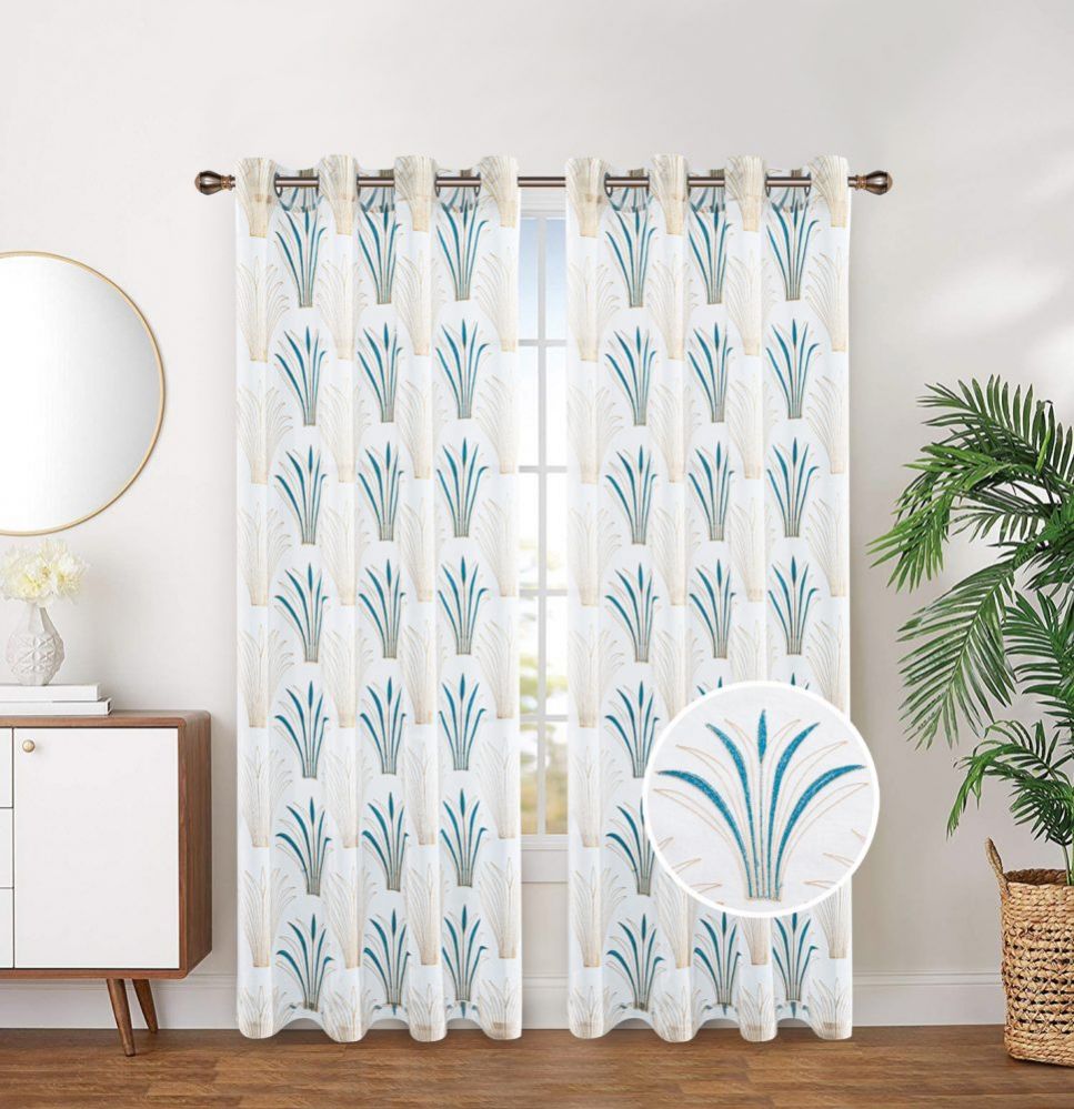 12 Pieces Curtain Panel Grommet Color Aqua Window Curtains at