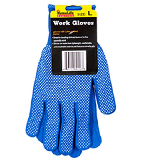 144 Pieces of Gloves Pvc Dotted Palm Blue Large