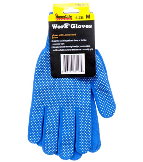 144 Pieces of Gloves Pvc Dotted Palm Blue Medium