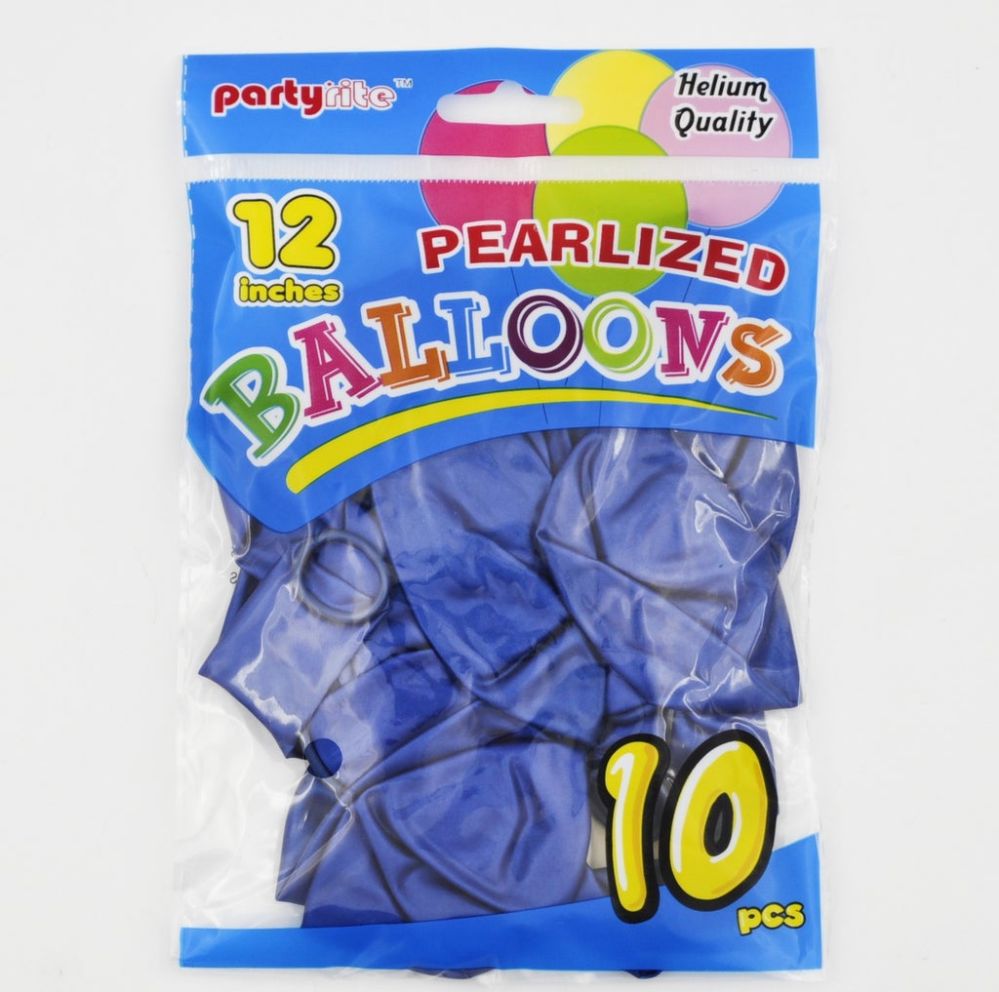 144 Wholesale 12" Helium Pearlized Balloon - Navy Blue