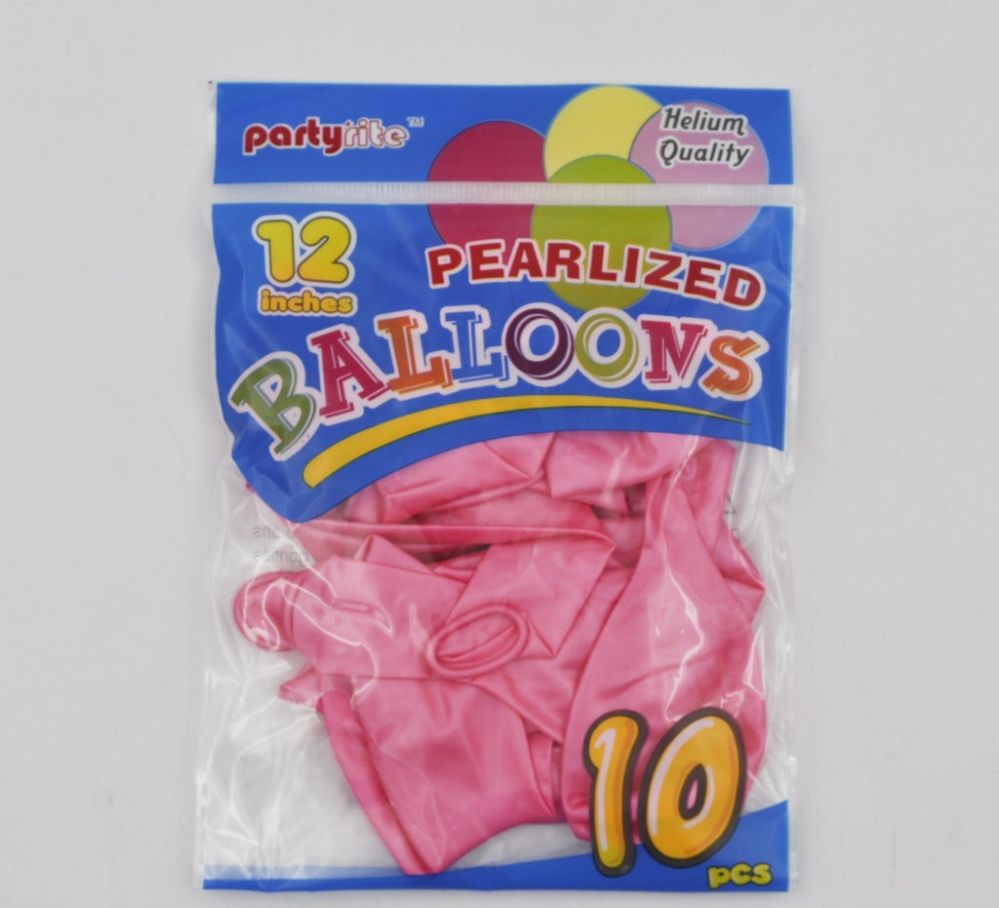 144 Wholesale 12" Helium Pearlized Balloon - Pink