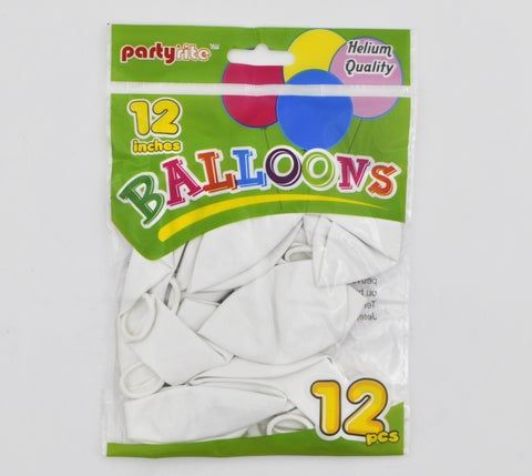 144 Wholesale 12ct 12" Helium Balloons - White