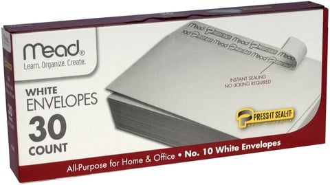 48 Wholesale Mead 30 Count Press - It & Seal - It White Envelope