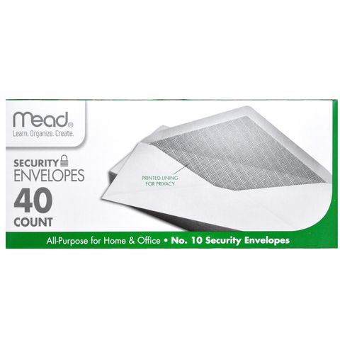 Mead #10 White Security Envelopes 9 1/2 X 4 1/8 Printed Lining Privacy 40 Count for sale online 