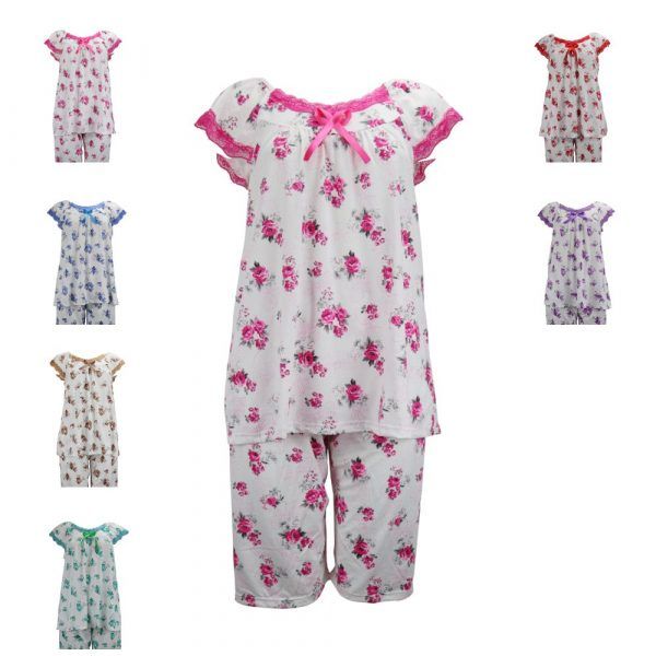96 Wholesale Women Pajama Set Assorted Colors - Size Assorted