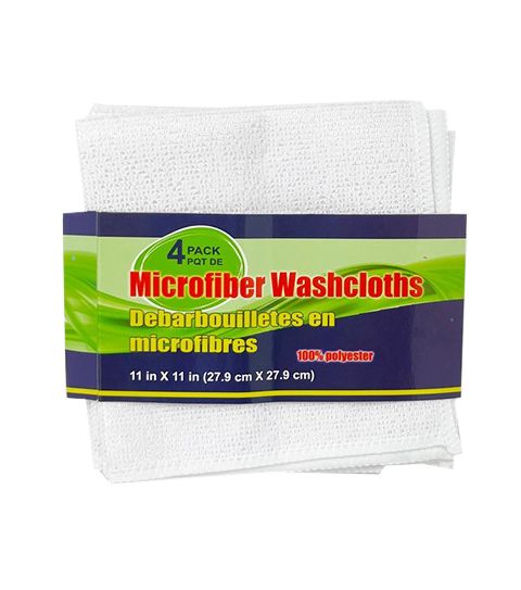 72 Wholesale 4 Piece Wash Cloths White Microfiber