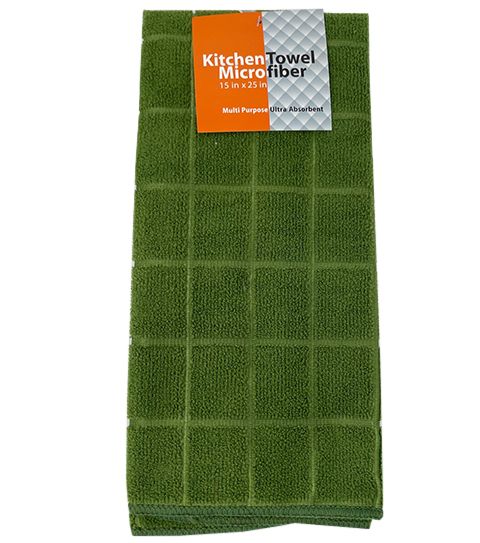 72 Pieces Towel Microfiber 15x25 Inch Dark Green - Kitchen Towels - at 