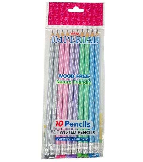 108 Wholesale 10 Piece Twisted Pencil Sharpened