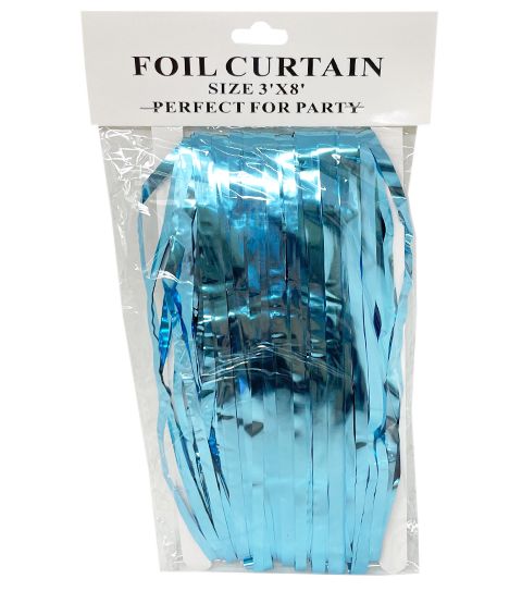 36 Wholesale Light Blue 3x8 Inch Metallic Foil Curtain