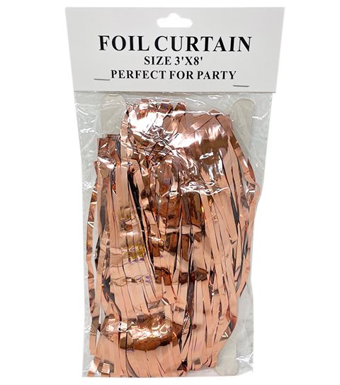 36 Pieces Rose Gold 3x8 Inch Metallic Foil Curtain - Party Banners