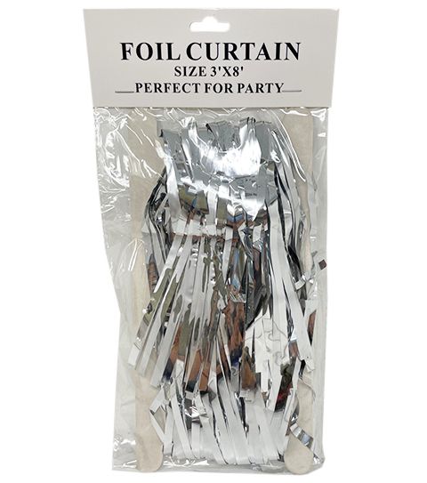36 Wholesale Silver 3x8 Inch Metallic Foil Curtain