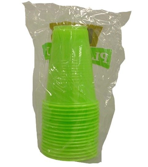 96 Pieces of 16 Piece Neon Green 16oz Plastic Cup