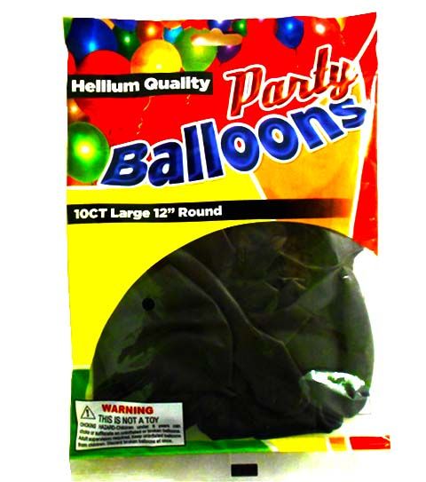 96 Wholesale 10 Piece Black Balloons Standard