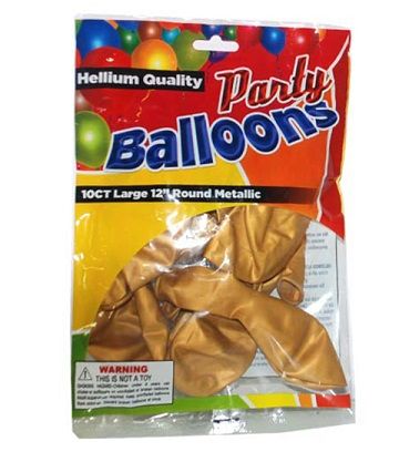 96 Wholesale 10 Piece Gold Pearlized Balloons