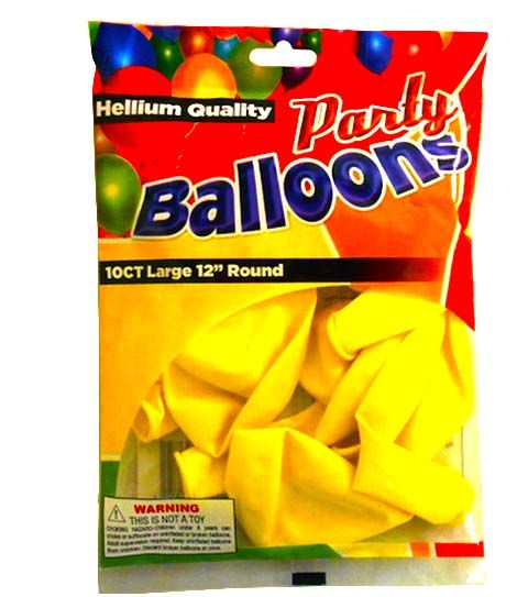 96 Wholesale 10 Piece Yellow Balloons Standard