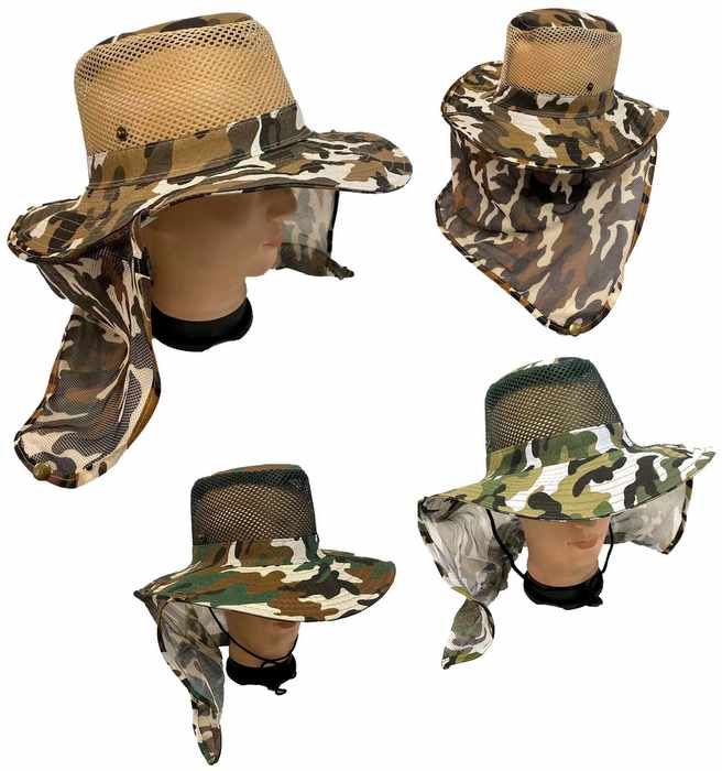 24 Wholesale Mesh Boonie Hat With Mesh Neck Cover