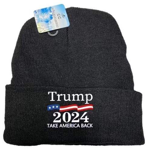24 Wholesale Take America Back Trump 2024 Black Color Winter Beanie