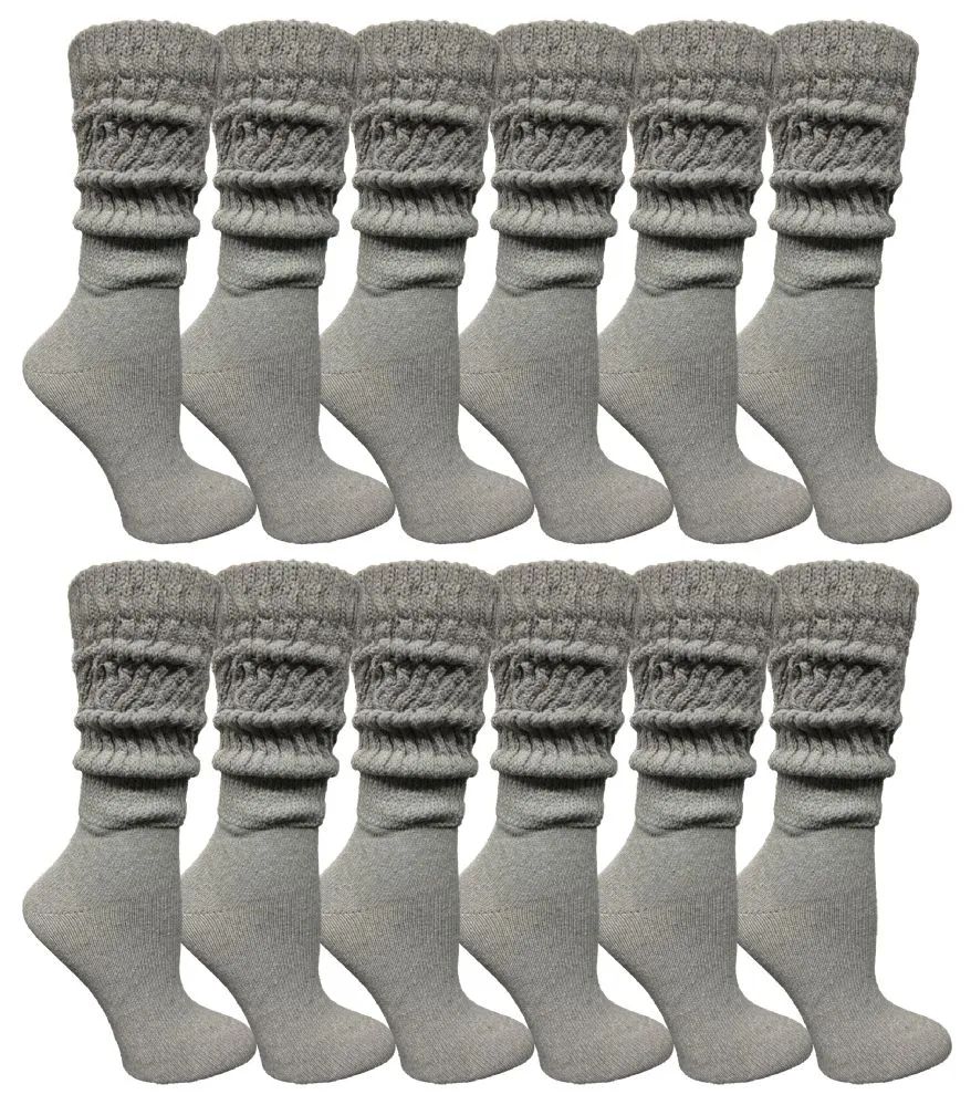 24 Wholesale Yacht & Smith Womens Heavy Cotton Slouch Socks, Solid Heather Gray