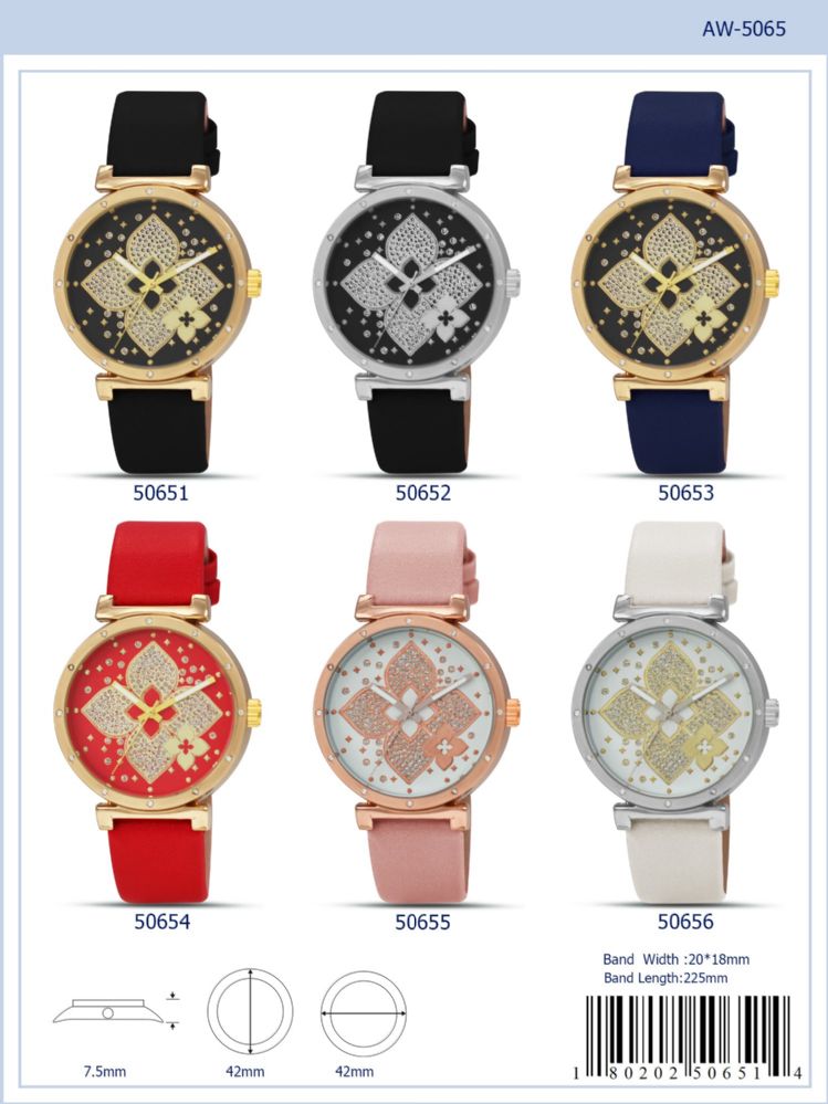 12 Wholesale Ladies Watch - 50653 assorted colors