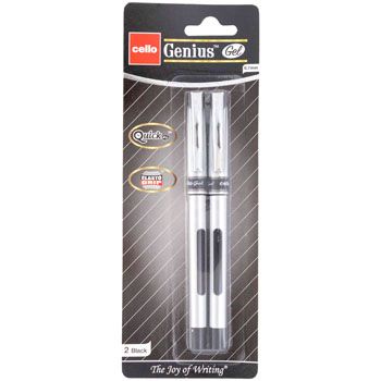 72 Pieces of Pens 2ct Gel Black Ink Genius Quick Dry Carded Ref# Gpggbk0702