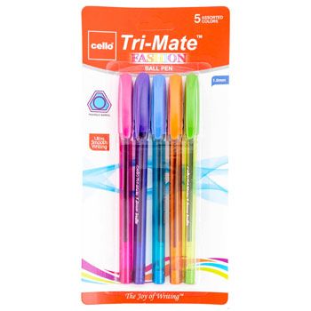36 Pieces of Pens 5ct Fashion Color Ink Trimate 1.0mm Carded Ref# Bptmas1005
