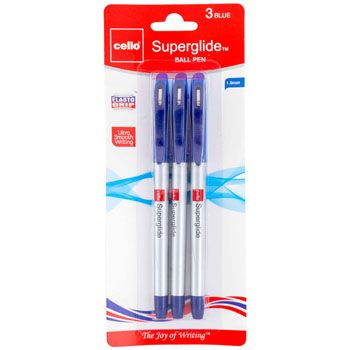 72 Pieces of Pens 3ct Blue Ink 1.0mm Super Glide Carded Ref# Bpsgbl1003